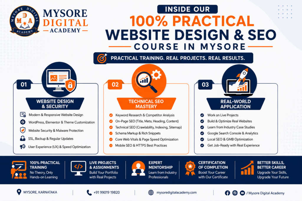 Website Design & SEO Course in Mysore: 100% Practical 2 Inside Our 100% Practical Website Design & SEO Course in Mysore